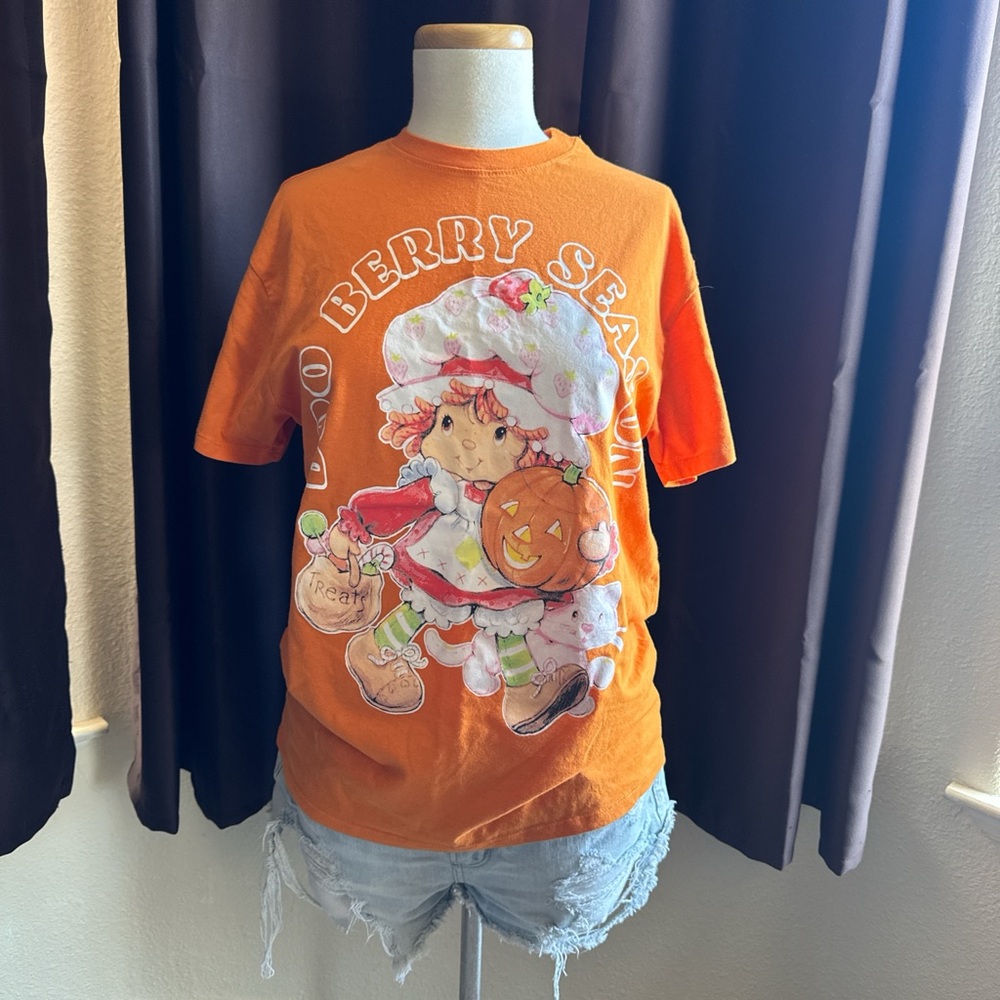 Hybrid Apparel Orange Strawberry Shortcake Neck Logo Tee